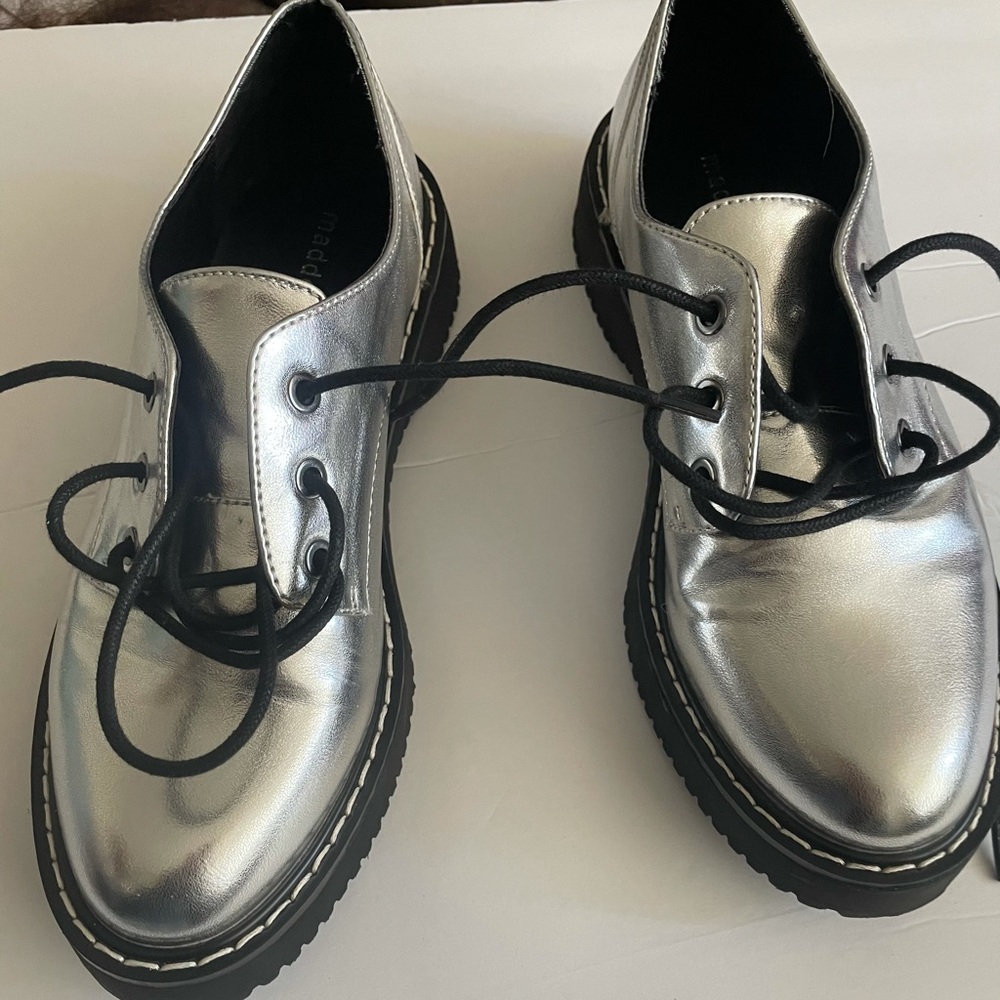 Madden Girl Silver Platform Sneakers - Picture 6 of 11